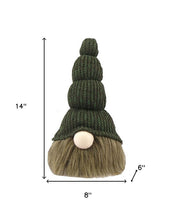 Load image into Gallery viewer, Chunky Knit Hat Fabric Sitting Gnome Sculpture - Green
