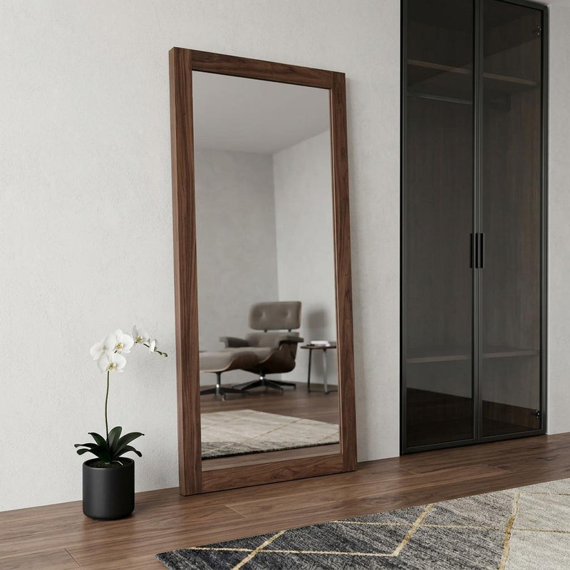 Wood Leaning Framed Accent Mirror - Brown