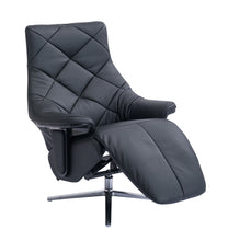 Load image into Gallery viewer, Tufted Genuine Leather Power Swivel Recliner (730545) - Black
