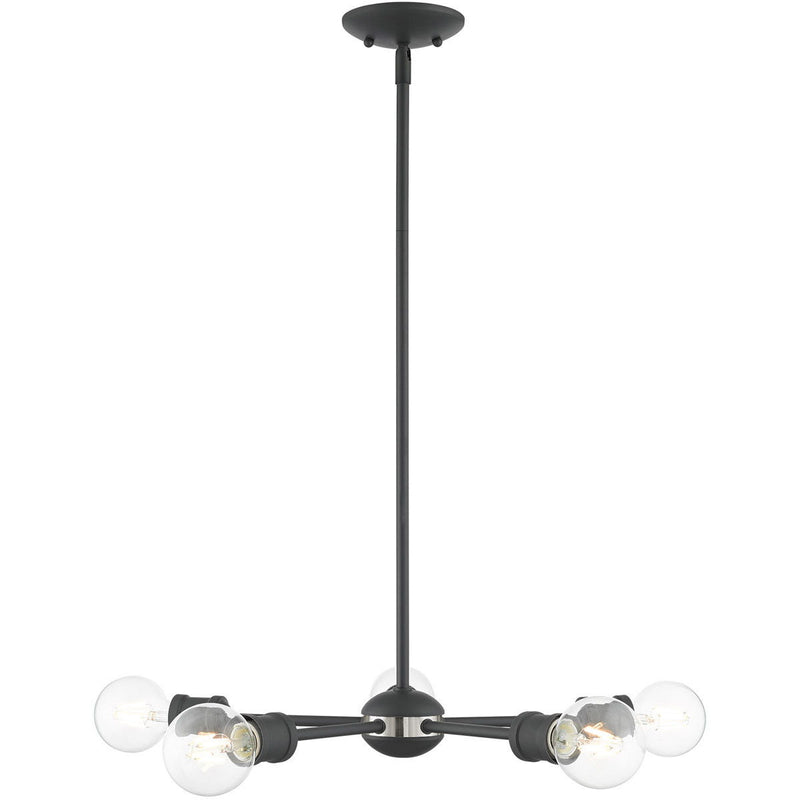 Five Light Dimmable Chandelier With Shades - Gray