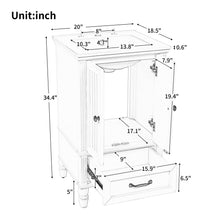 Load image into Gallery viewer, 20" Bathroom Vanity With Sink Cabinet With 2 Doors, 2 Drawer, Magnetic Door Stopper, Adjustable Feet, Drop In Sink - Black
