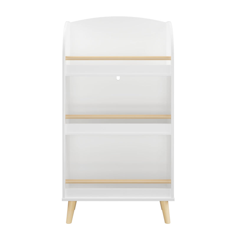 Bookshelf 3 Tier Book Organizer With Toy Storage - White