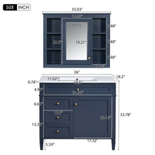 Load image into Gallery viewer, Bathroom Vanity With Mirror Cabinet, Single Sink With 2 Soft Closing Doors And 4 Drawers
