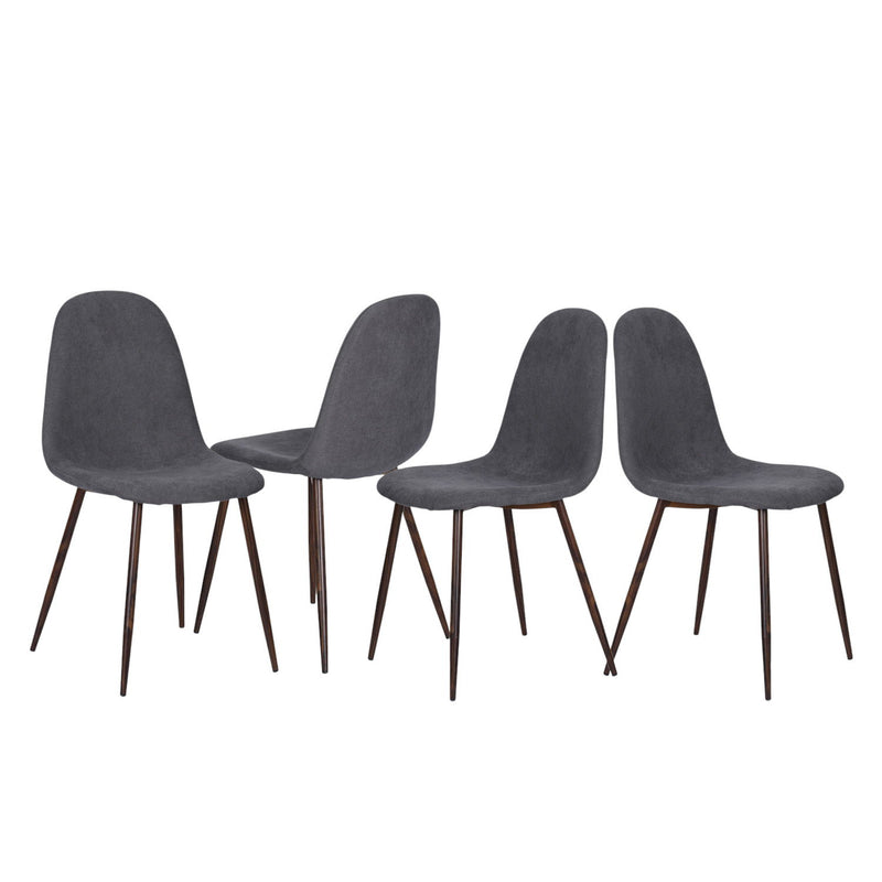 Upholstered Fabric Dining Side Chairs (Set of 4) - Gray / Brown