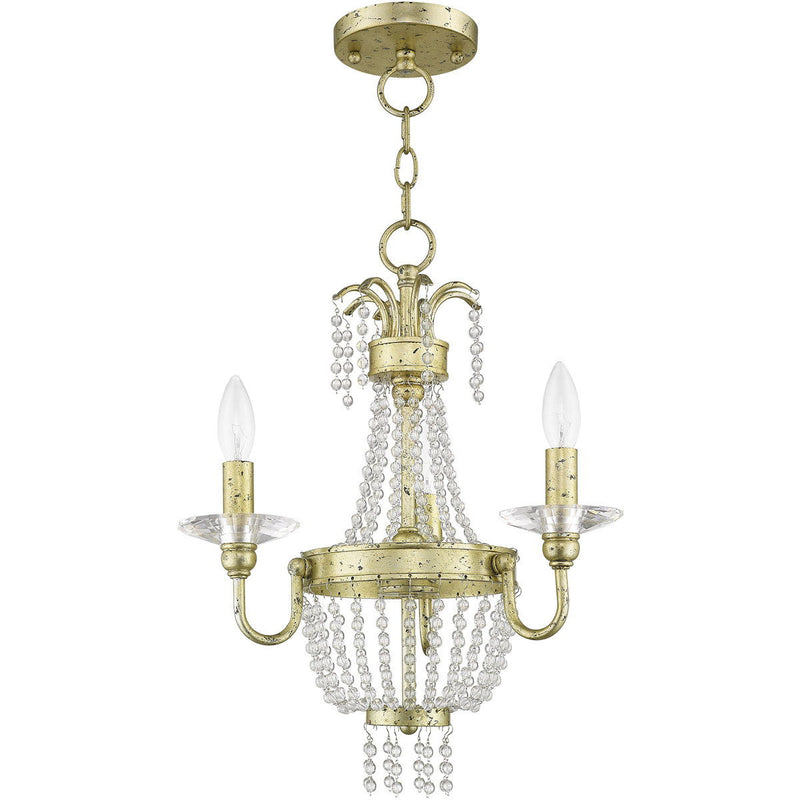 19" Three Light Metal Dimmable Chandelier With Shades - Gold / Clear
