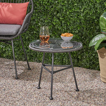 Load image into Gallery viewer, Petrichor - Outdoor Side Table With Tempered Glass And Steel Frame

