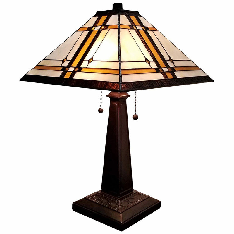 11" x 21" x 22" Metal Two Light Candlestick Table Lamp With Shade - Dark Brown / Beige