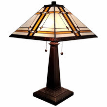 Load image into Gallery viewer, 11" x 21" x 22" Metal Two Light Candlestick Table Lamp With Shade - Dark Brown / Beige
