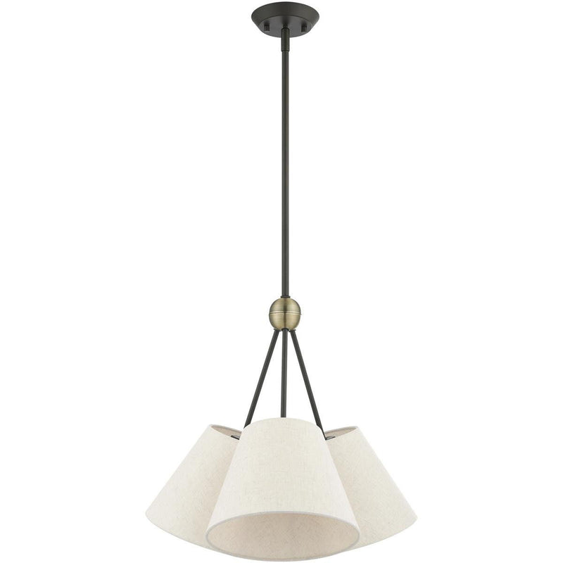 21" Three-Light Dimmable Chandelier With Shades - Bronze