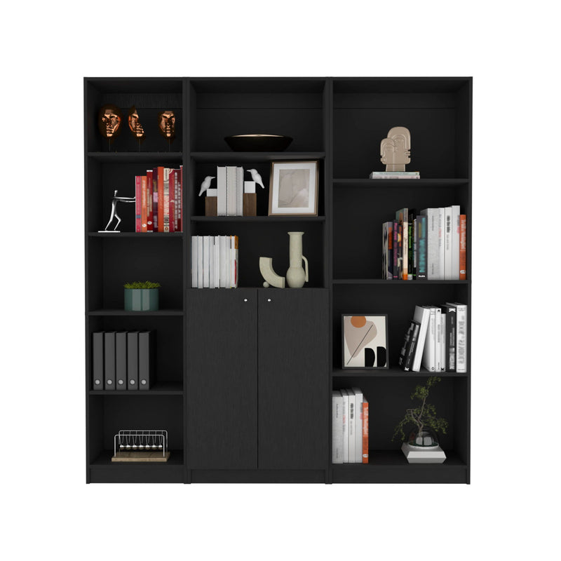 Five Tier Bookcase With Two doors (546341) - Black