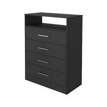 Load image into Gallery viewer, Modern Four Drawer Dresser With Hutch - Black

