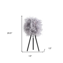 Load image into Gallery viewer, Feather Shade Modern Tripod Metal Table Lamp - Soft Gray
