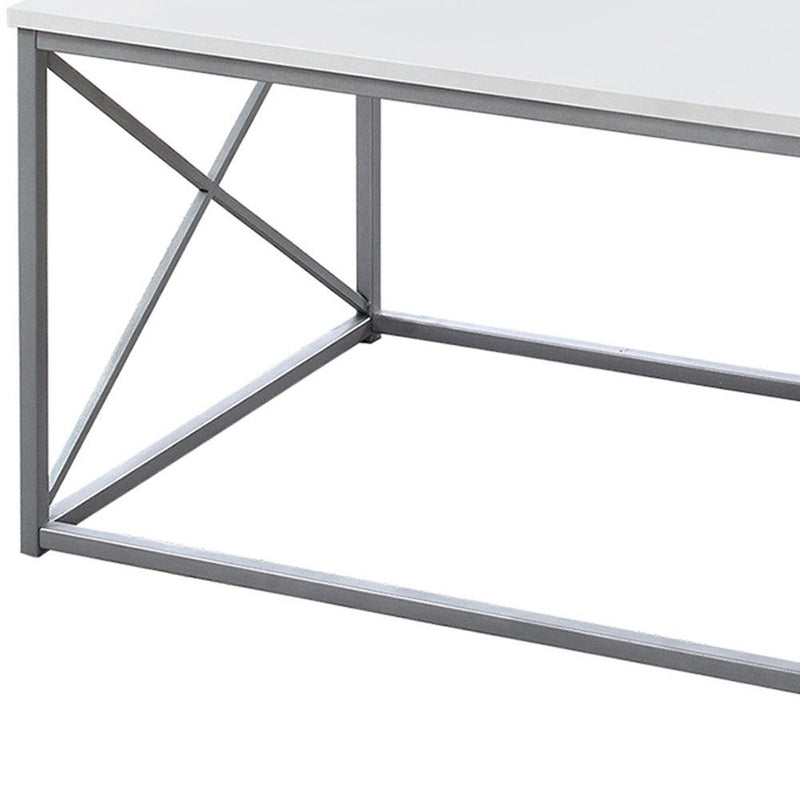 Metal Coffee Table (Set of 3) - White And Silver