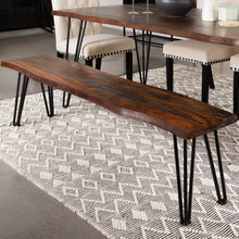 Load image into Gallery viewer, Neve - Sheesham Live Edge Dining Bench With Hairpin Legs - Gray
