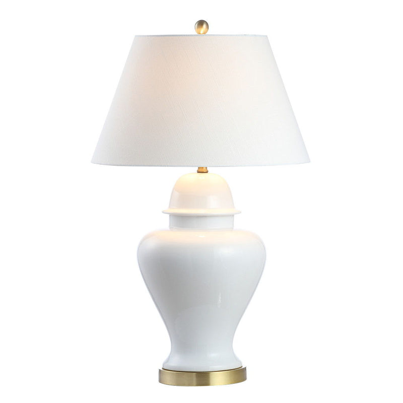 33" Urn Table Lamp With Empire Shade - White