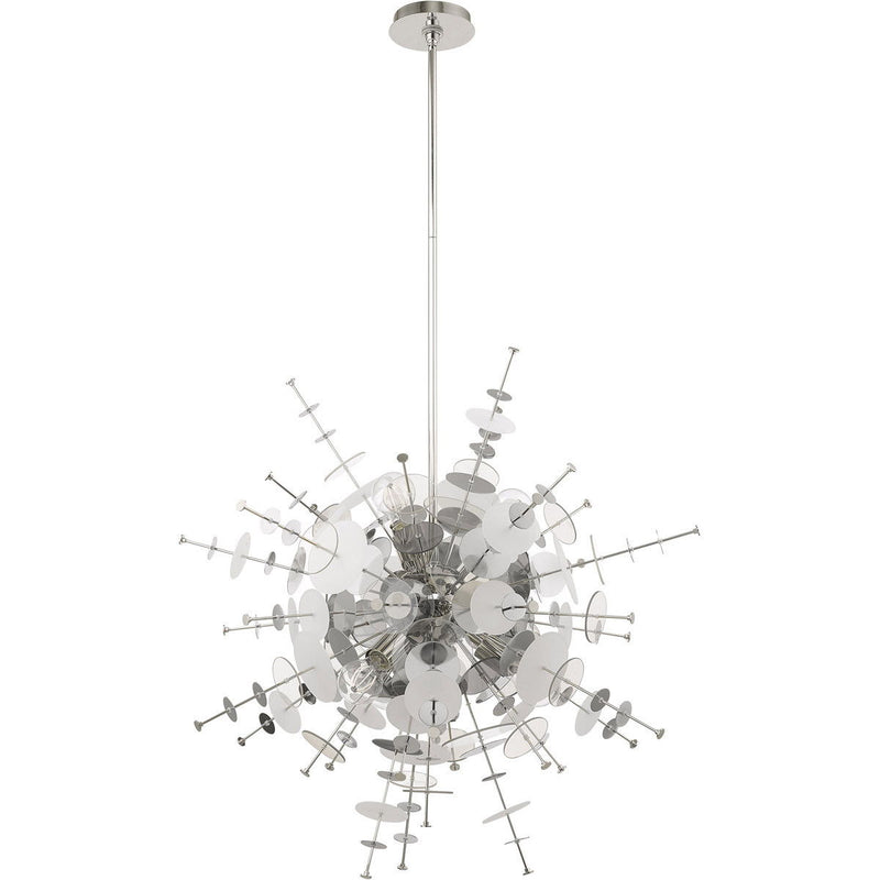 38" Six Light Dimmable Chandelier With Shades - Silver