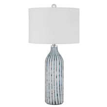 Load image into Gallery viewer, Glass Table Lamp With White Drum Shade - Aqua And Gray
