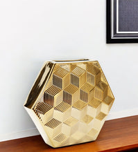 Load image into Gallery viewer, Geometric Table Vase With Sculptural Details - Gold
