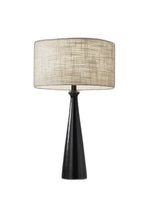 Load image into Gallery viewer, Metal Geo Triangle Table Lamp With Beige Drum Shade - Black
