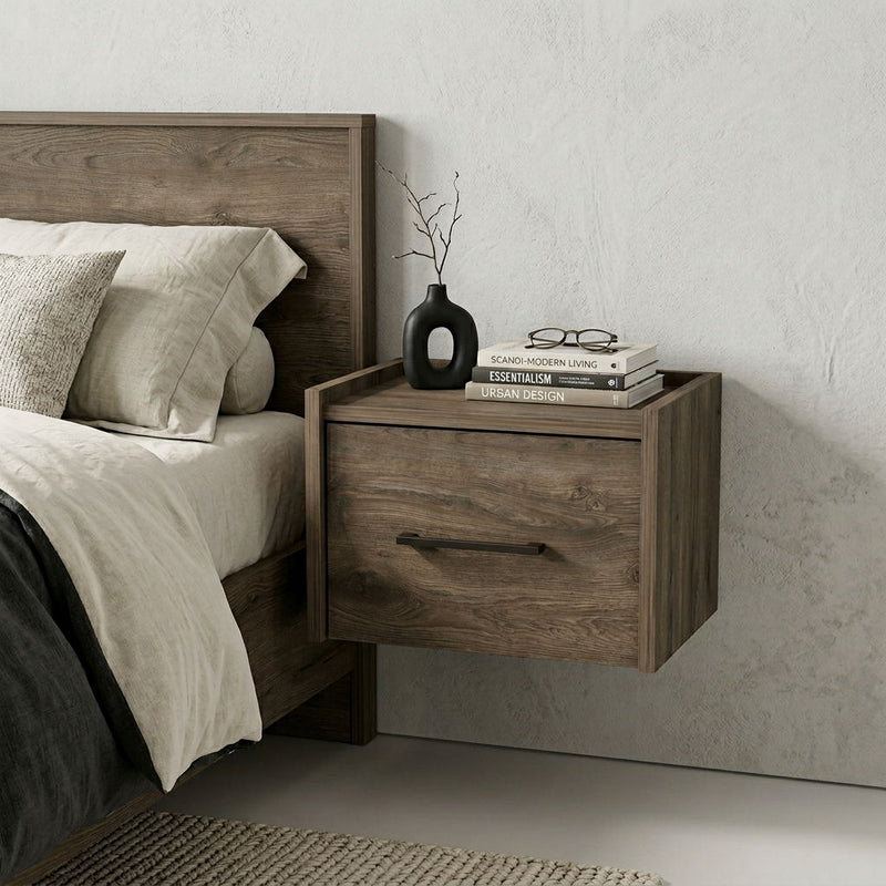 Wood One Drawer Floating Nightstand (734197) - Brown