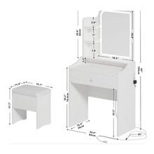 Load image into Gallery viewer, Smart LED Mirror Vanity Set With Storage For Bedrooms - Cream White

