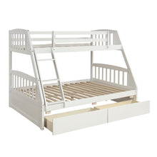 Load image into Gallery viewer, TOPMAX Solid Wood Twin Over Full Bunk Bed with Two Storage Drawers, White
