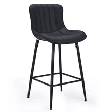 Load image into Gallery viewer, Faux Leather Metal Low Back Counter Height Bar Chairs (Set of 2) - Black
