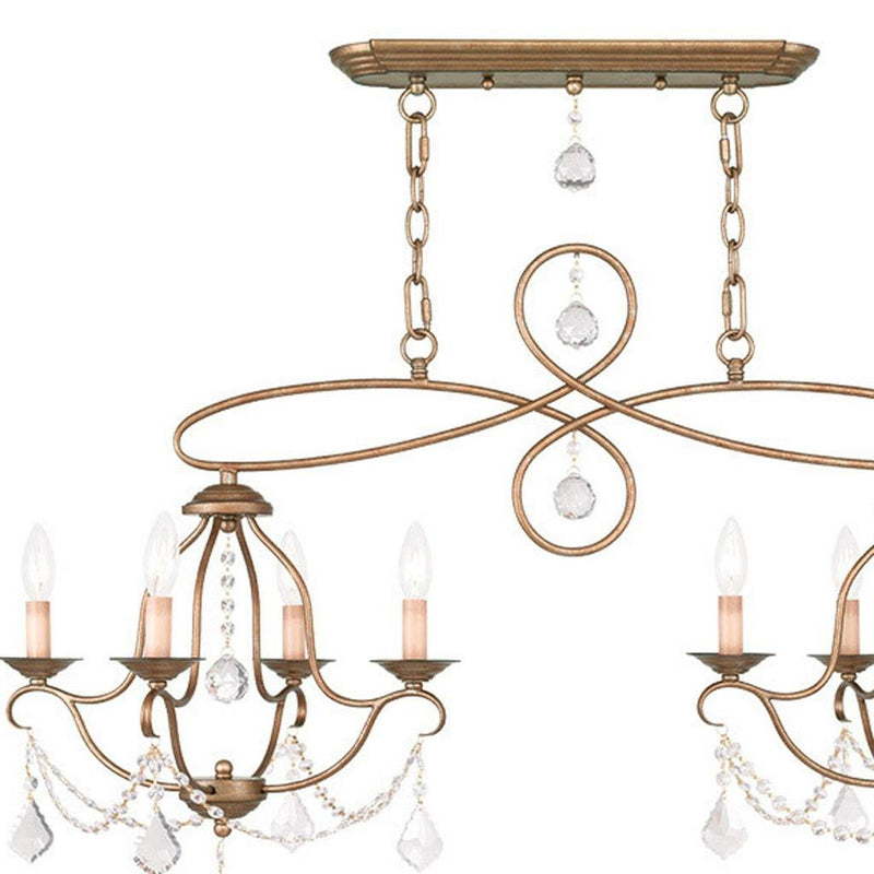 24" Eight Light Dimmable Chandelier With Shades - Gold