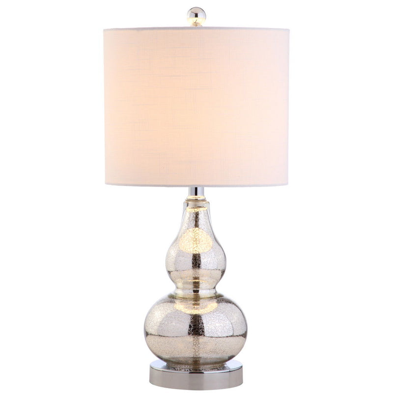 Gourd Desk Lamp LED With Drum Shade - Silver