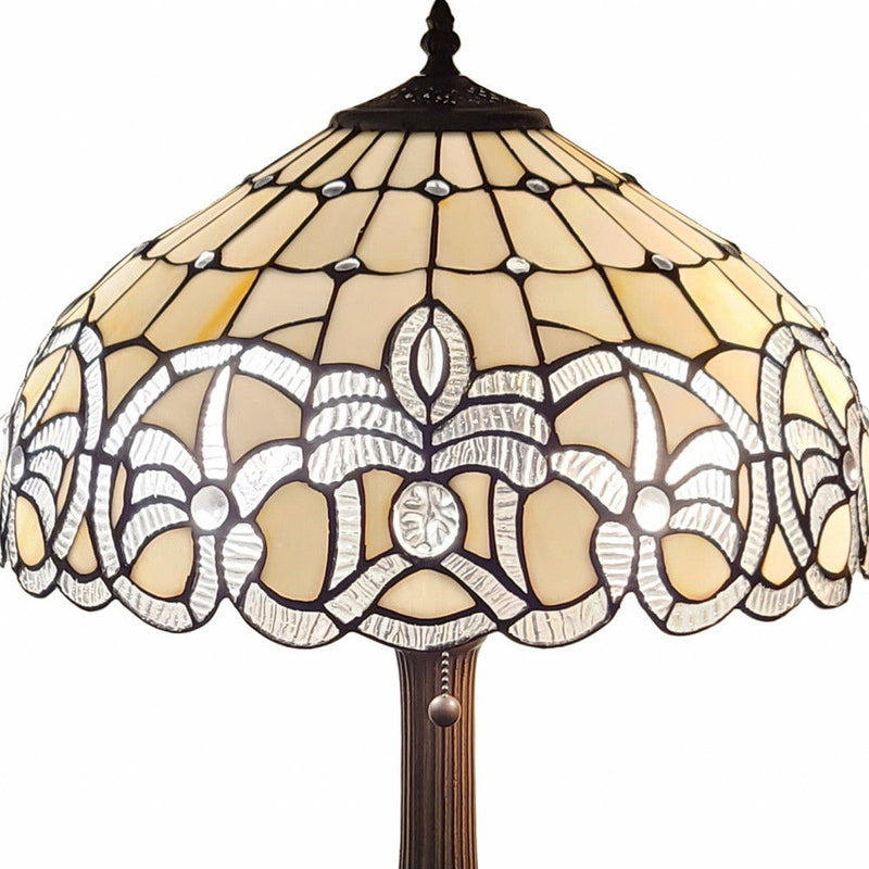 23" Metal Two Light Candlestick Table Lamp With White Shade - Dark Brown