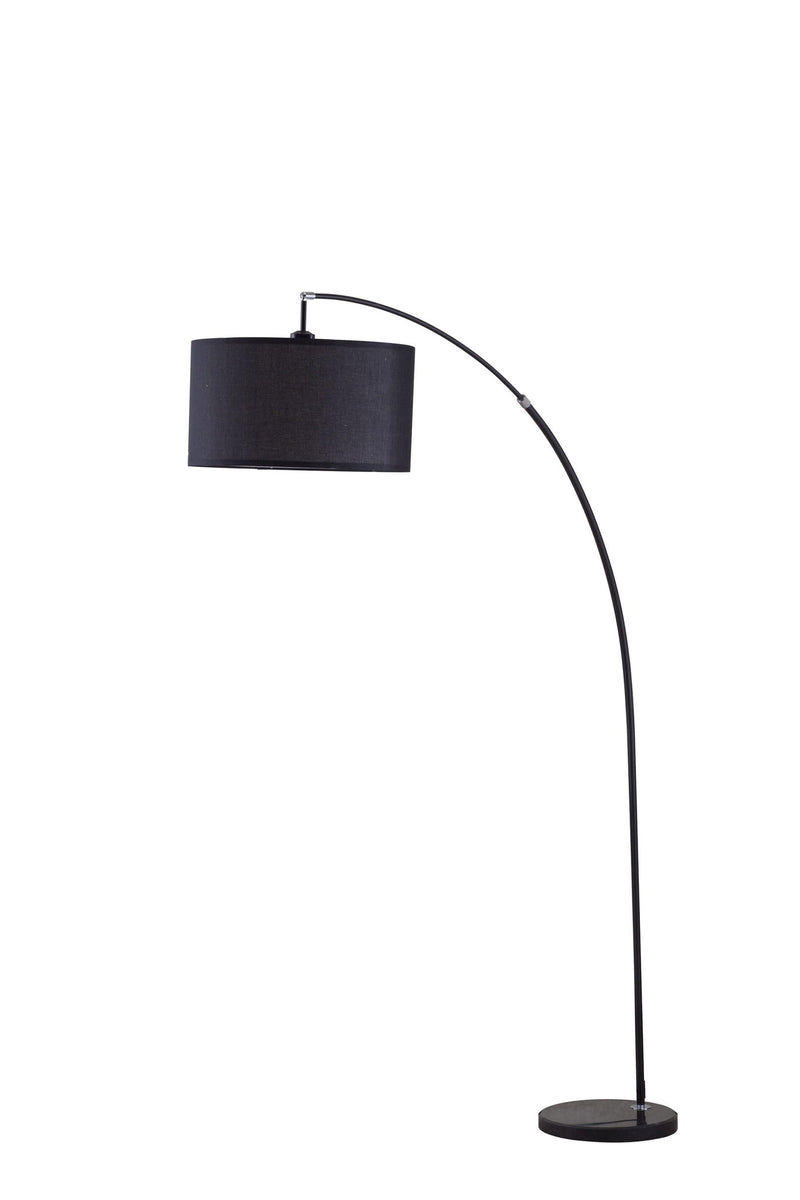 Sleek Arc Floor Lamp With Black Drum Shade - Black