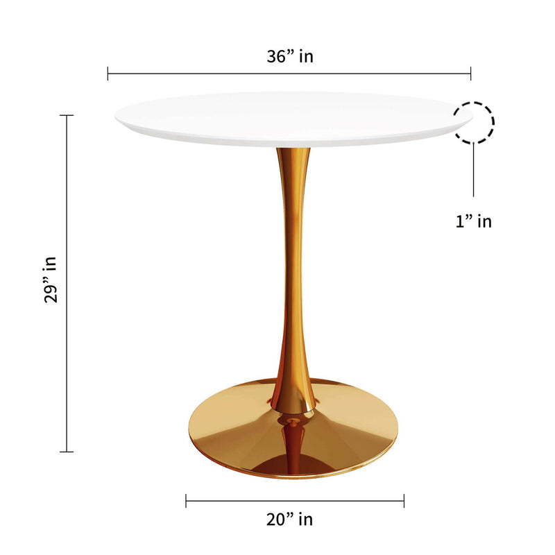 36" Metal Dining Table - Gold