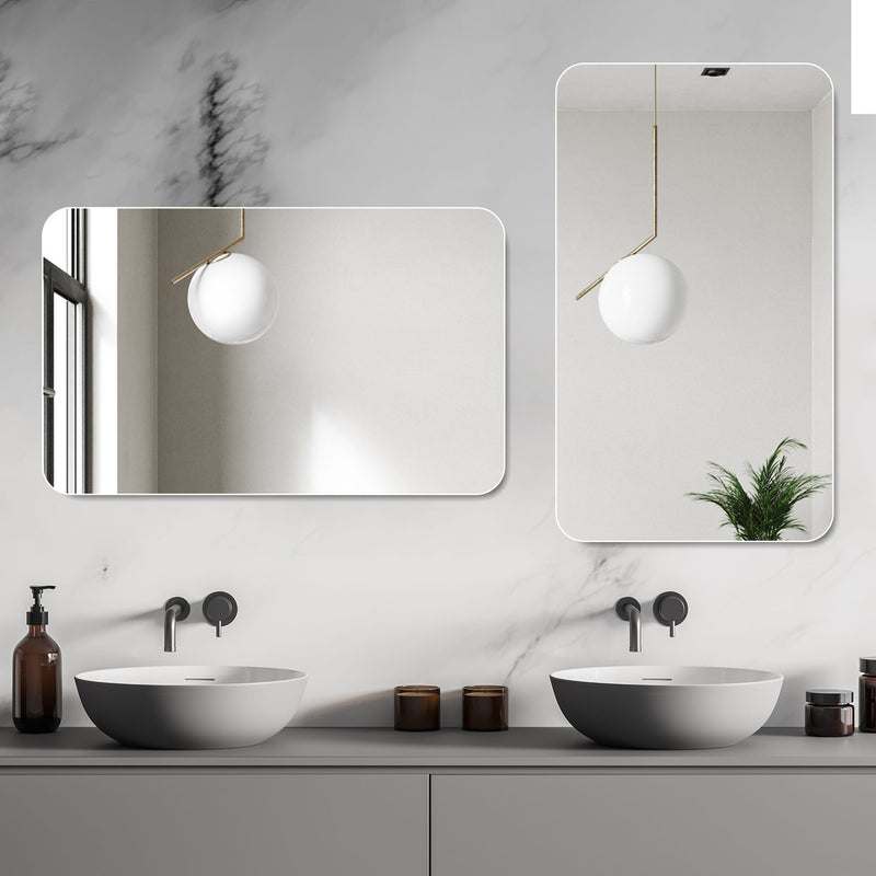 Square Frameless Bathroom Vanity Mirror - Clear