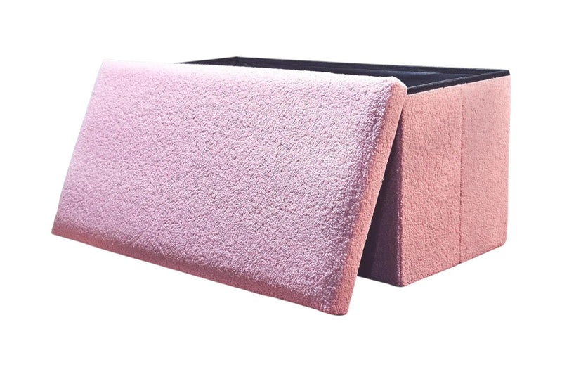 30" Boucle Storage Ottoman - Pink