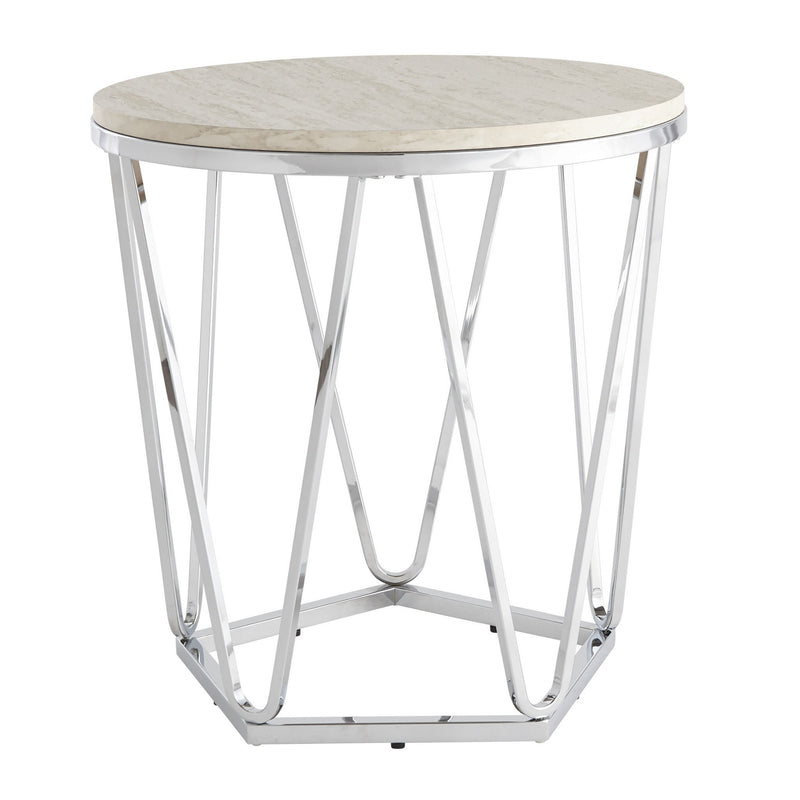 Manufactured Wood And Iron Round End Table - Silver