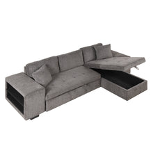 Load image into Gallery viewer, 104&quot; Modern L-Shape 3 Seat Reversible Sectional Couch, Pull Out Sleeper Sofa with Storage Chaise and 2 Stools for Living Room Furniture Set,Knox Charcoal (old sku:SG000431AAA)
