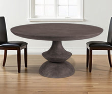 Load image into Gallery viewer, 60" Rounded Solid Wood Pedestal Base Dining Room Table - Gray
