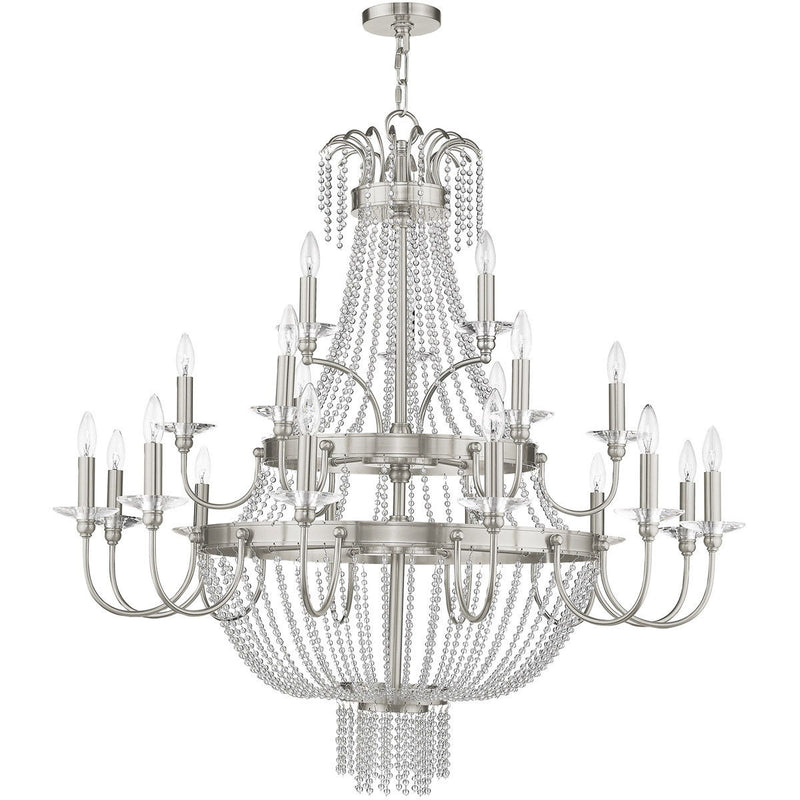 43" Multi Light Dimmable Chandelier With Shades - Nickel