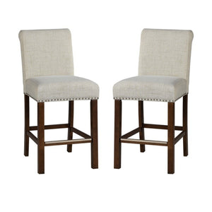 Upholstered Counter Stool With Nailhead Trim (Set of 2)