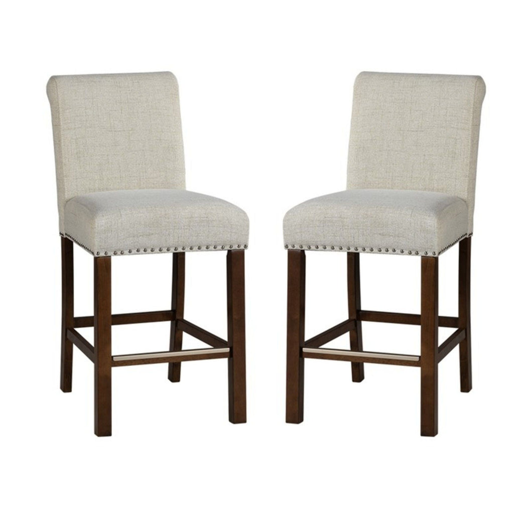 Upholstered Counter Stool With Nailhead Trim (Set of 2)