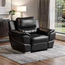 Load image into Gallery viewer, 48" Leather Match Arm Chair - Black And Silver

