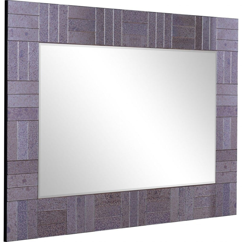 35" Glass Framed Accent Mirror - Gray