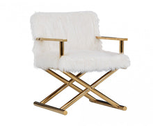 Load image into Gallery viewer, 100% Polyester Arm Chair - White And Gold
