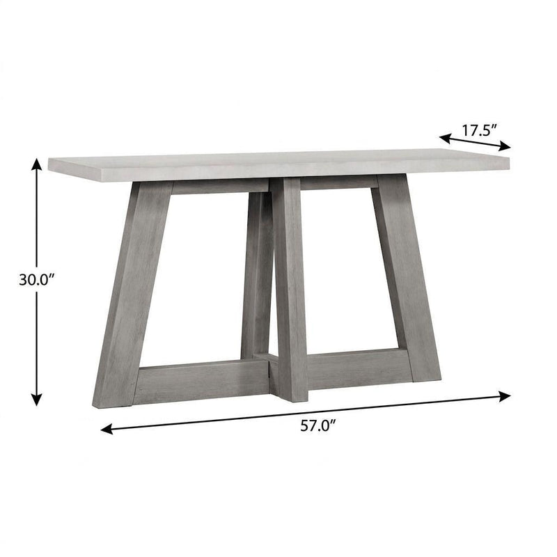 Concrete And Solid Wood Trestle Console Table - White And Gray