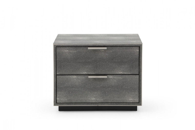 19" Shagreen Two Drawer Nightstand - Gray