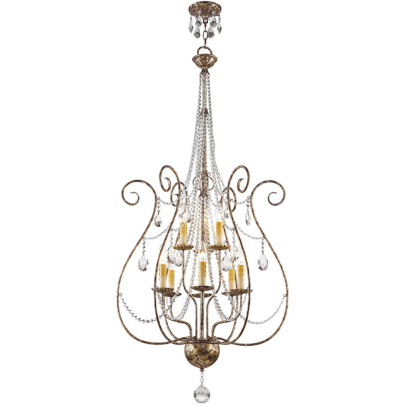 52" Nine Light Dimmable Chandelier With Shades - Bronze