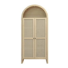 Load image into Gallery viewer, Tall Arched Kitchen Pantry, Arched Storage Display Cabinet With 2 Drawers &amp; Adjustable Shelves, Rattan Door Versatile Storage Cabinet For Kitchen, Dining Room - Natural
