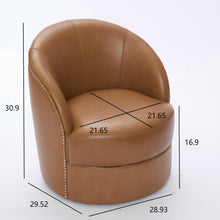 Load image into Gallery viewer, Swivel Accent Chair With 360° Smooth Spin - Black / Light Brown / Silver

