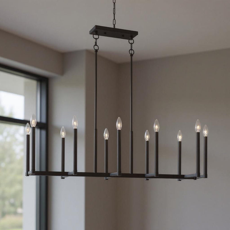 18'' Ten Light Dimmable Chandelier With Shades - Bronze