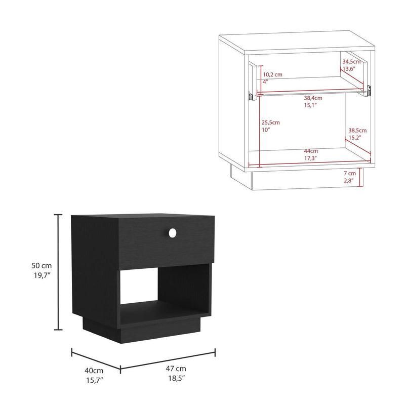 Wood One Drawer Nightstand (518164) - Black
